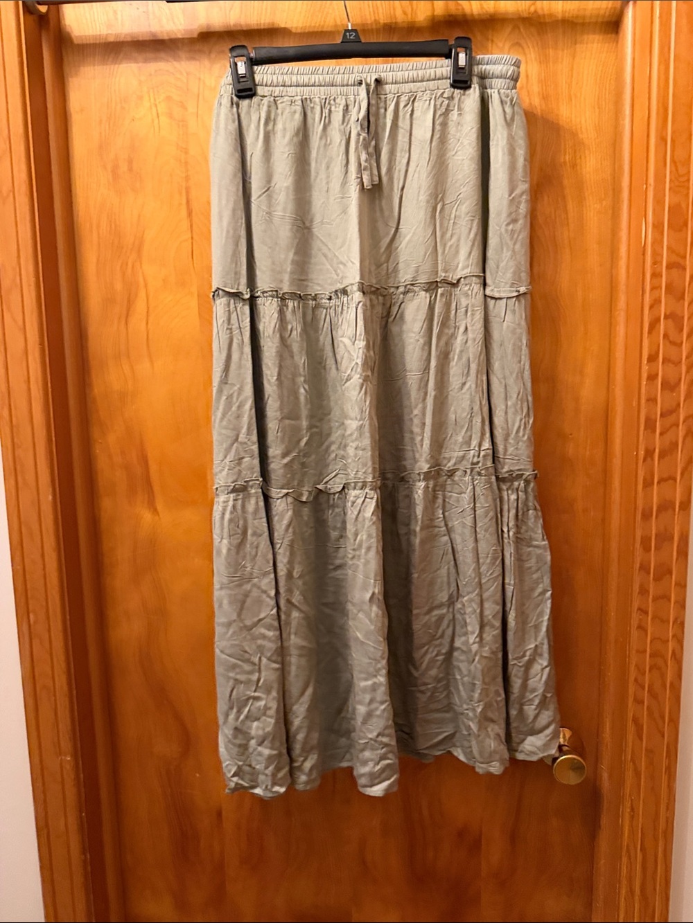 American Eagle Outfitters Sage Green Tiered Maxi Skirt